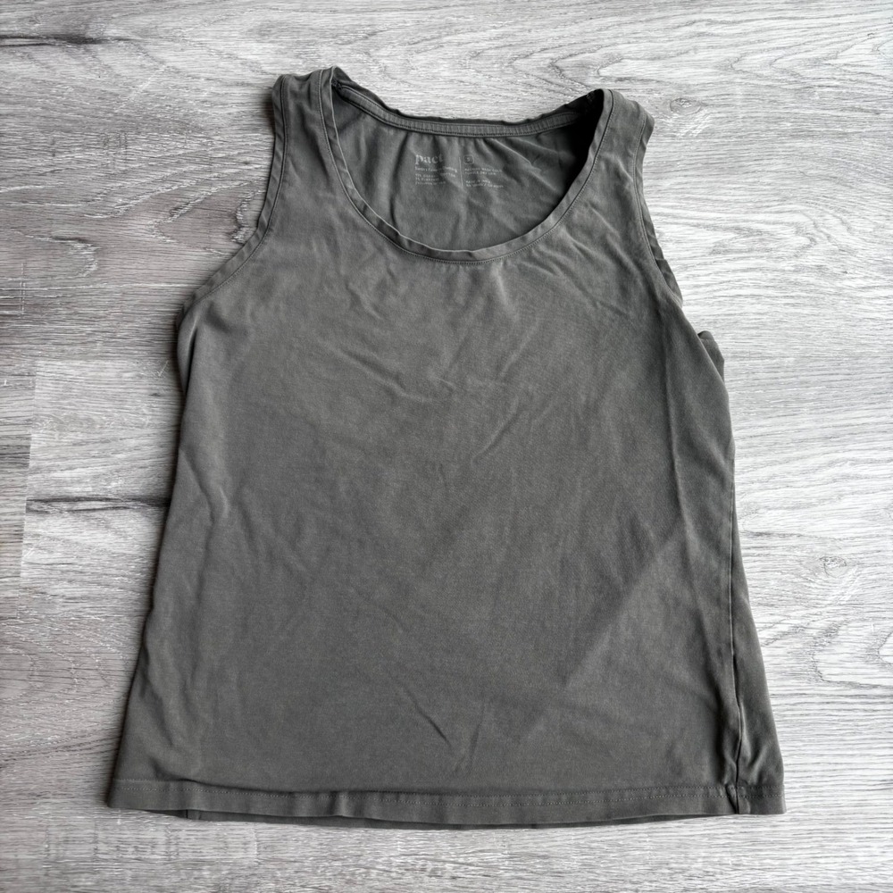 Pact Sleeveless Tank Top Womens S Minimalist Coastal‎ Organic Cotton